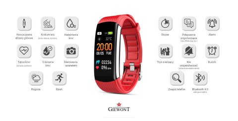 Smartband Giewont Fit&GO Duo GW200-1 - Black + Pasek Alert Red Smartband Giewont Fit&GO Duo GW200-1 - Black + Pasek Alert Red