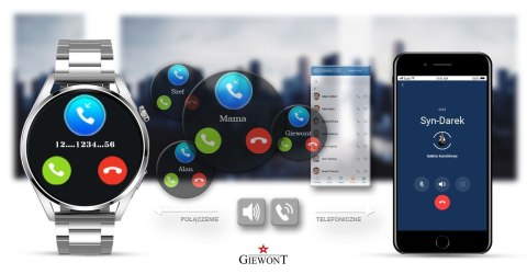 Smartwatch Giewont Vertex SmartCall GW450-4 Silver/Carbon Silikon Smartwatch Giewont Vertex SmartCall GW450-4 Silver/Carbon Silikon