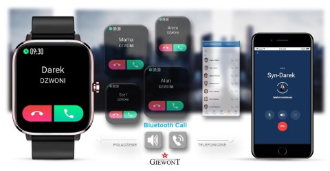 Smartwatch Giewont Dynamic SmartCall GW230-3 - Rose Gold/Black Effect Smartwatch Giewont Dynamic SmartCall GW230-3 - Rose Gold/Black Effect