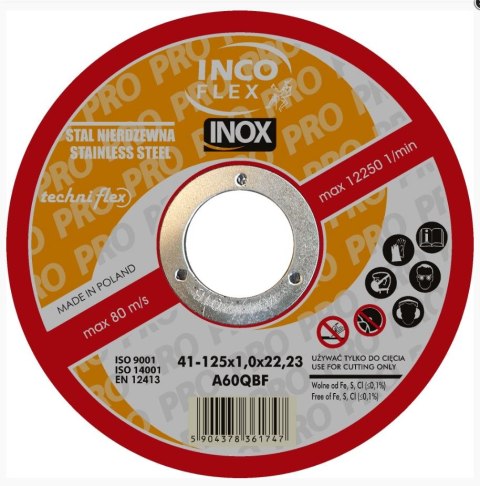 TARCZA PŁASKA INOX T1A 125*1.0*22 TARCZA PŁASKA INOX T1A 125*1.0*22