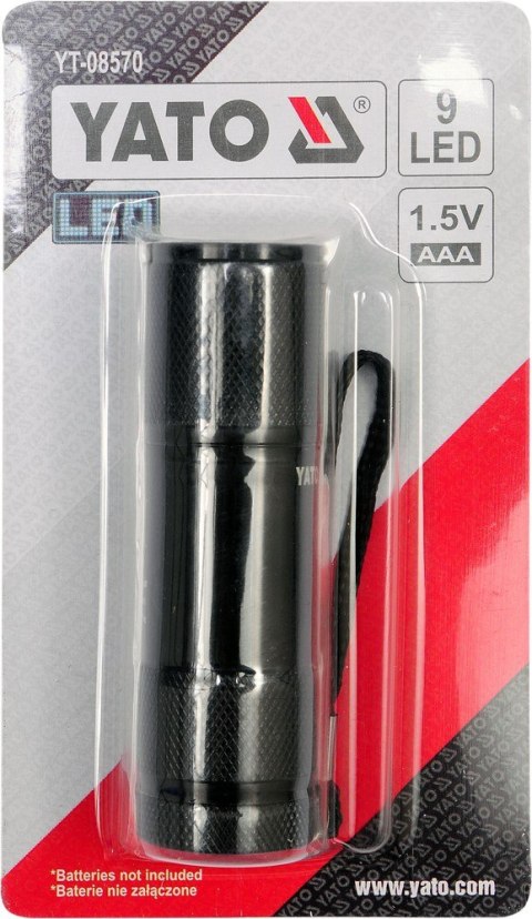 LATARKA ALUMINIOWA, 9LED, CZARNA LATARKA ALUMINIOWA, 9LED, CZARNA