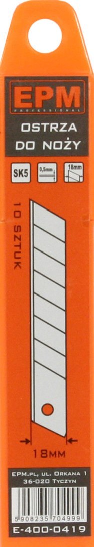 OSTRZA 18MM 10 SZTUK OSTRZA 18MM 10 SZTUK