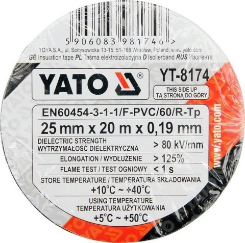 TAŚMA ELEKTROIZOLACYJNA CZARNA 25MM*20M TAŚMA ELEKTROIZOLACYJNA CZARNA 25MM*20M
