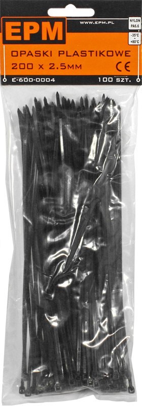 OPASKI PLASTIKOWE PA6.6 100SZT. CZARNE 350*4.8 OPASKI PLASTIKOWE PA6.6 100SZT. CZARNE 350*4.8