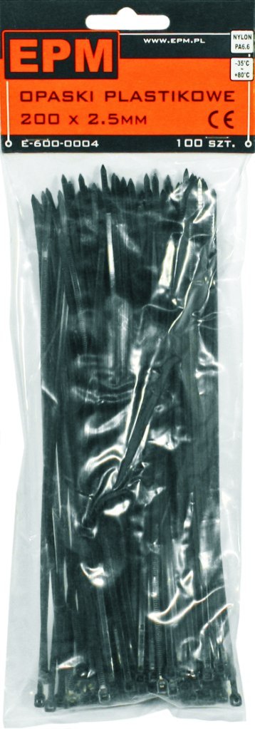 OPASKI PLASTIKOWE PA6.6 100SZT. CZARNE 350*4.8 OPASKI PLASTIKOWE PA6.6 100SZT. CZARNE 350*4.8