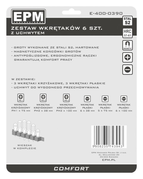ZESTAW WKRĘTAKÓW 6 SZTUK COMFORT ZESTAW WKRĘTAKÓW 6 SZTUK COMFORT