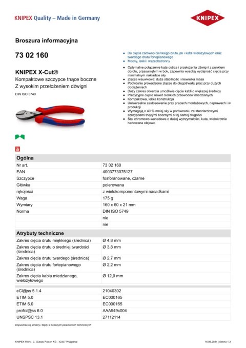 SZCZYPCE TNĄCE BOCZNE X-CUT 160MM SZCZYPCE TNĄCE BOCZNE X-CUT 160MM