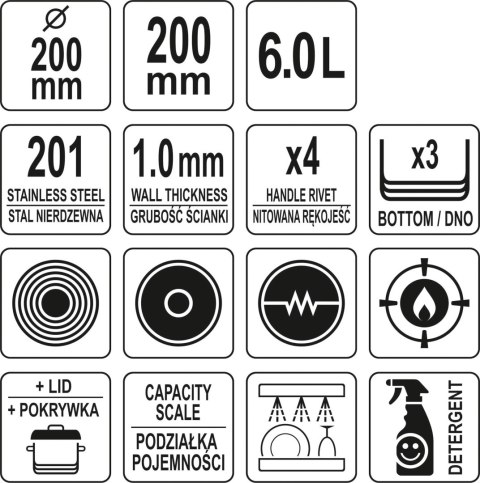 GARNEK WYSOKI Z POKRYWKĄ ZE STALI NIERDZEWNEJ 20X20 6L GARNEK WYSOKI Z POKRYWKĄ ZE STALI NIERDZEWNEJ 20X20 6L