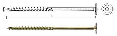 WKRĘT DO DREWNA Z KOŁNIERZEM NA TORX OCYNK ŻÓŁTY 8*320MM T40 WKRĘT DO DREWNA Z KOŁNIERZEM NA TORX OCYNK ŻÓŁTY 8*320MM T40