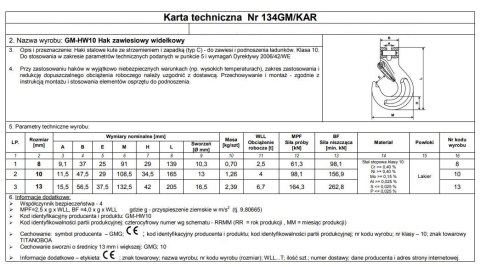 HAK ZAWIESIOWY SWORZNIOWY Z ZABEZPIECZENIEM G10 6MM WLL HAK ZAWIESIOWY SWORZNIOWY Z ZABEZPIECZENIEM G10 6MM WLL