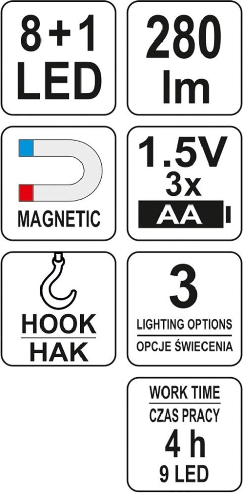 LATARKA WARSZTATOWA 2W1 LED MAGNET 3XAA LATARKA WARSZTATOWA 2W1 LED MAGNET 3XAA