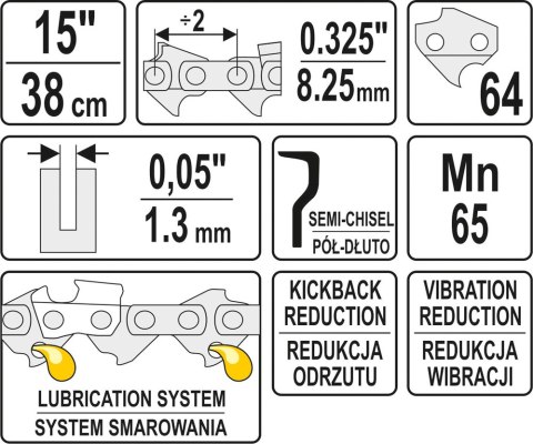 ŁAŃCUCH TNĄCY DO PILARKI 15'' .325 1.3MM 64Z ŁAŃCUCH TNĄCY DO PILARKI 15'' .325 1.3MM 64Z