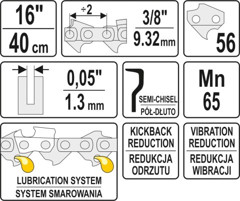 ŁAŃCUCH TNĄCY DO PILARKI 16'' 3/8' 1.3MM 56Z ŁAŃCUCH TNĄCY DO PILARKI 16'' 3/8' 1.3MM 56Z