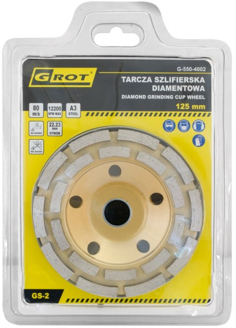 TARCZA SZLIFIERSKA DIAMENTOWA GS-2 125MM TARCZA SZLIFIERSKA DIAMENTOWA GS-2 125MM
