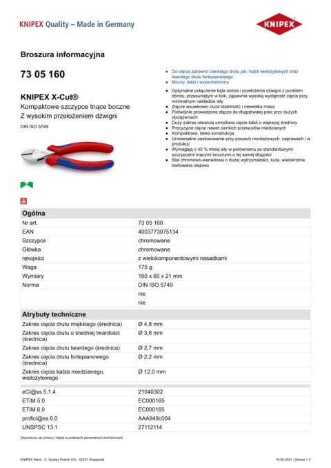SZCZYPCE TNĄCE BOCZNE X-CUT 160MM,WYSOKIE PRZEŁOŻENIE DŹWIGN SZCZYPCE TNĄCE BOCZNE X-CUT 160MM,WYSOKIE PRZEŁOŻENIE DŹWIGN