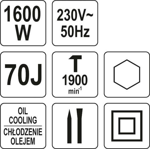 MŁOT WYBURZENIOWY 70J CHŁODZONY OLEJEM 1600W HEX MŁOT WYBURZENIOWY 70J CHŁODZONY OLEJEM 1600W HEX