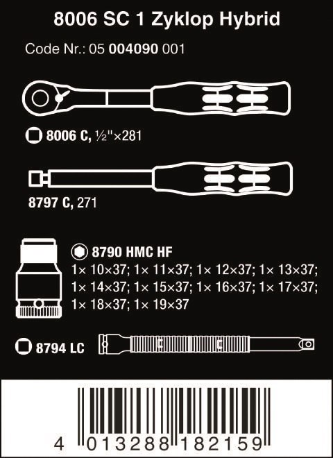 ZESTAW KLUCZY NASADOWYCH Z GRZECHOTKĄ ZYKLOP HYBRID 1/2'' ZESTAW KLUCZY NASADOWYCH Z GRZECHOTKĄ ZYKLOP HYBRID 1/2''