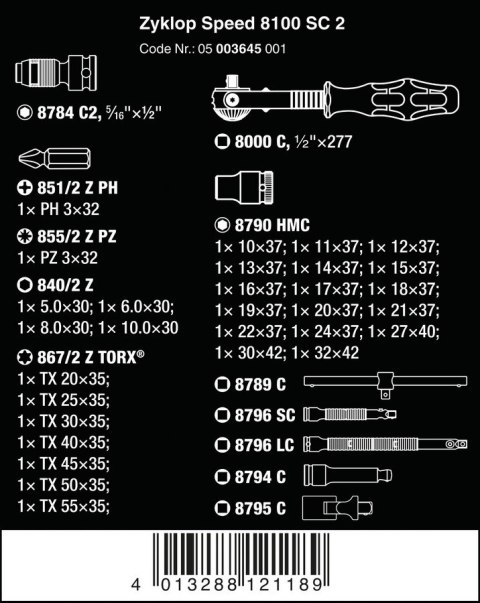 GRZECHOTKA ZYKLOP SPEED 1/2'' W ZESTAWIE METRYCZNYM, 37CZ. GRZECHOTKA ZYKLOP SPEED 1/2'' W ZESTAWIE METRYCZNYM, 37CZ.