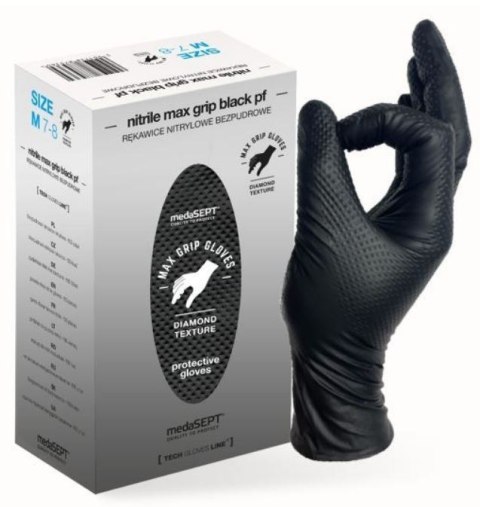 RĘKAWICE NITRYLOWE WZMACNIANE MAX GRIP CZARNE ROZ. XXL RĘKAWICE NITRYLOWE WZMACNIANE MAX GRIP CZARNE ROZ. XXL