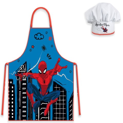 Fartuszek dziecięcy z czapką Spiderman czerwony Aptex Fartuszek dziecięcy z czapką Spiderman czerwony Aptex