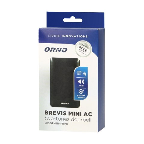 DZWONEK GONG DWUTONOWY 230V BREVIS MINI CZARNY DZWONEK GONG DWUTONOWY 230V BREVIS MINI CZARNY