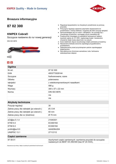 SZCZYPCE DO RUR COBRA 300MM SZCZYPCE DO RUR COBRA 300MM