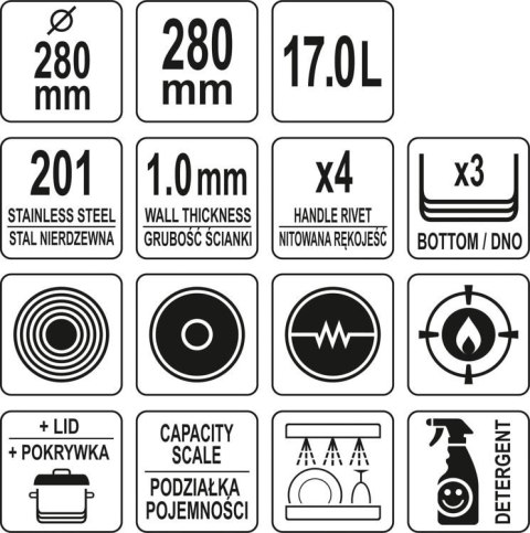GARNEK WYSOKI Z POKRYWKĄ ZE STALI NIERDZEWNEJ 28X28 17L GARNEK WYSOKI Z POKRYWKĄ ZE STALI NIERDZEWNEJ 28X28 17L