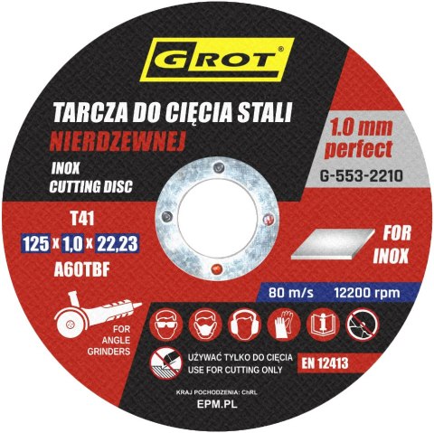 TARCZA PŁASKA INOX T1A 125*1.0*22 KOMPLET 10 SZTUK TARCZA PŁASKA INOX T1A 125*1.0*22 KOMPLET 10 SZTUK