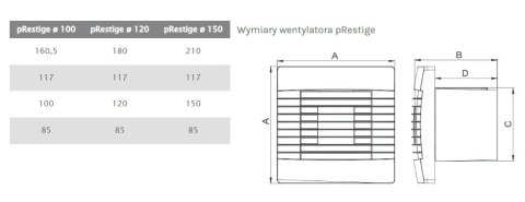 WENTYLATOR ŁAZIENKOWY PRESTIGE 120 ZG HS ŻALUZJA,CZUJ.WILGOT WENTYLATOR ŁAZIENKOWY PRESTIGE 120 ZG HS ŻALUZJA,CZUJ.WILGOT