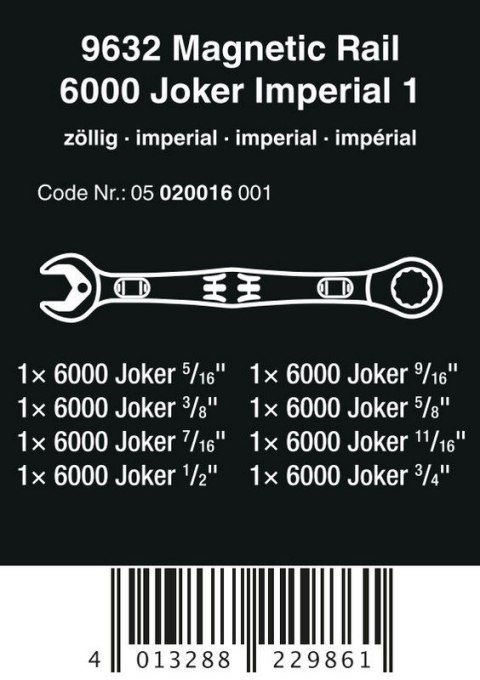ZESTAW KLUCZY PŁAS.-OCZK. Z GRZECH. 6000 JOKER 1+LISTA MAGN. ZESTAW KLUCZY PŁAS.-OCZK. Z GRZECH. 6000 JOKER 1+LISTA MAGN.