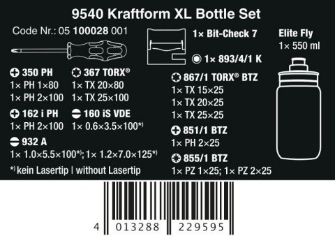 ZESTAW NARZĘDZI WKRĘTAK. 9540 KRAFTFORM XL BOTTLE SET,17CZ. ZESTAW NARZĘDZI WKRĘTAK. 9540 KRAFTFORM XL BOTTLE SET,17CZ.