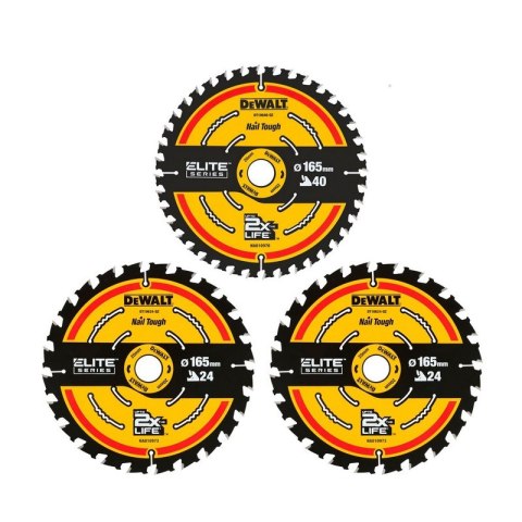 PIŁA TARCZOWA DO DREWNA ELITE 2*165MM 24Z + 165MM 40Z 3-PAK PIŁA TARCZOWA DO DREWNA ELITE 2*165MM 24Z + 165MM 40Z 3-PAK