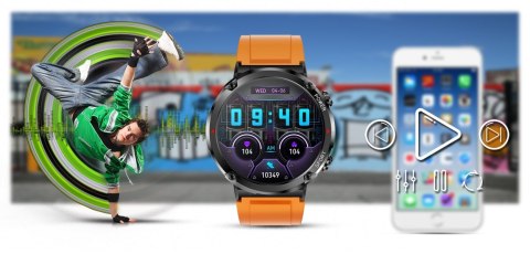 Smartwatch Gravity GT21-2 + Pomarańczowy Pasek Silikonowy Smartwatch Gravity GT21-2 + Pomarańczowy Pasek Silikonowy