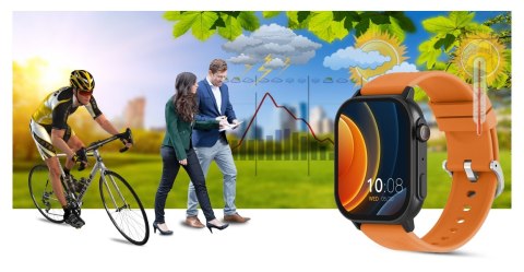 Smartwatch Gravity GT15-2 Pomarańczowy Pasek Silikonowy + Czarna Bransoleta Smartwatch Gravity GT15-2 Pomarańczowy Pasek Silikonowy + Czarna Bransoleta