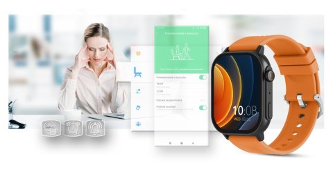 Smartwatch Gravity GT15-2 Pomarańczowy Pasek Silikonowy + Czarna Bransoleta Smartwatch Gravity GT15-2 Pomarańczowy Pasek Silikonowy + Czarna Bransoleta