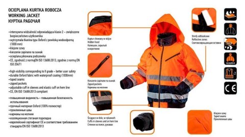 KURTKA ROBOCZA OSTRZEGAWCZA OCIEPLANA POMARAŃCZOWA ROZMIAR L KURTKA ROBOCZA OSTRZEGAWCZA OCIEPLANA POMARAŃCZOWA ROZMIAR L