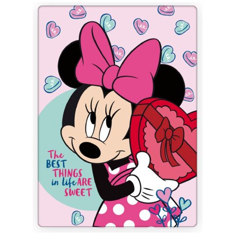 Koc polarowy 100x140 Myszka Minnie serca Aptex Koc polarowy 100x140 Myszka Minnie serca Aptex