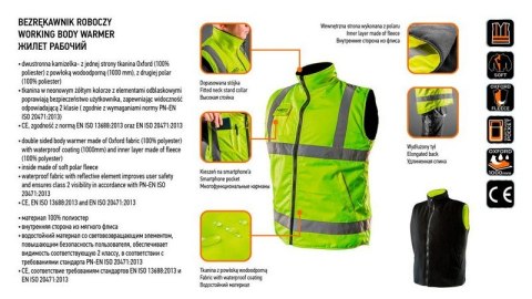 BEZRĘKAWNIK ROBOCZY DWUSTRONNY ODBLASKOWY ŻÓŁTY ROZMIAR XL BEZRĘKAWNIK ROBOCZY DWUSTRONNY ODBLASKOWY ŻÓŁTY ROZMIAR XL