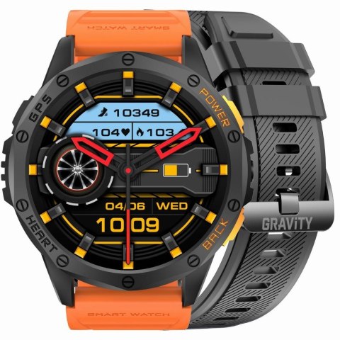 Smartwatch Męski GRAVITY GPS GT24-3 Czarny Pasek Silikonowy + Pomarańczowy Pasek Silikonowy Smartwatch Męski GRAVITY GPS GT24-3 Czarny Pasek Silikonowy + Pomarańczowy Pasek Silikonowy