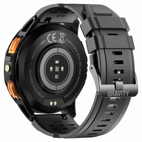 Smartwatch Męski GRAVITY GPS GT24-3 Czarny Pasek Silikonowy + Pomarańczowy Pasek Silikonowy Smartwatch Męski GRAVITY GPS GT24-3 Czarny Pasek Silikonowy + Pomarańczowy Pasek Silikonowy