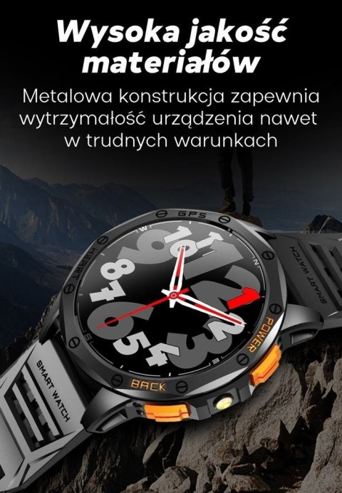 Smartwatch Męski GRAVITY GPS GT24-3 Czarny Pasek Silikonowy + Pomarańczowy Pasek Silikonowy Smartwatch Męski GRAVITY GPS GT24-3 Czarny Pasek Silikonowy + Pomarańczowy Pasek Silikonowy