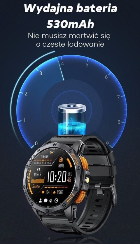 Smartwatch Męski GRAVITY GPS GT24-3 Czarny Pasek Silikonowy + Pomarańczowy Pasek Silikonowy Smartwatch Męski GRAVITY GPS GT24-3 Czarny Pasek Silikonowy + Pomarańczowy Pasek Silikonowy