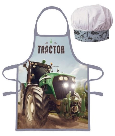Fartuszek dziecięcy z czapką Traktor zielony Aptex Fartuszek dziecięcy z czapką Traktor zielony Aptex