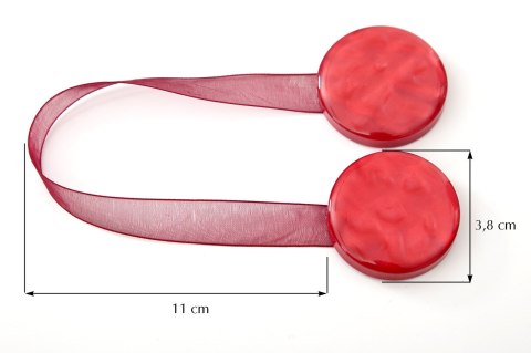 UPINACZ DEKORACYJNY Z MAGNESEM 11 CM BORDOWY UPINACZ DEKORACYJNY Z MAGNESEM 11 CM BORDOWY