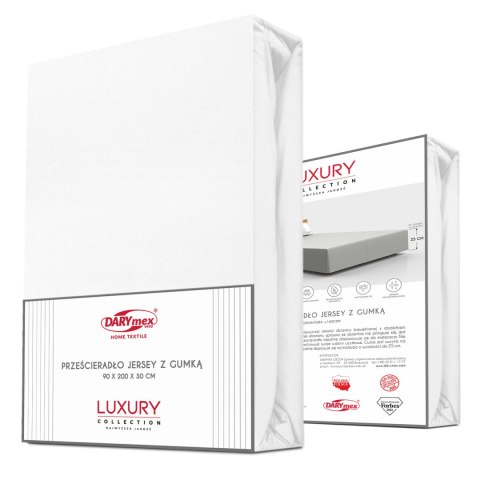 Prześcieradło jersey elastan z gumką WHITE/BIAŁY/90x200x30 Darymex Prześcieradło jersey elastan z gumką WHITE/BIAŁY/90x200x30 Darymex