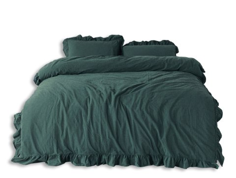 Pościel bawełniana DARK GREEN/220X200(P) STONEWASHED Limasso Pościel bawełniana DARK GREEN/220X200(P) STONEWASHED Limasso