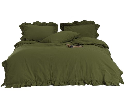 Pościel bawełniana OLIVE/160x200(P) STONEWASHED Limasso Pościel bawełniana OLIVE/160x200(P) STONEWASHED Limasso