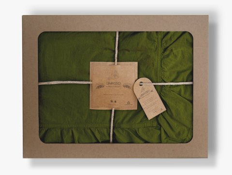 Pościel bawełniana OLIVE/160x200(P) STONEWASHED Limasso Pościel bawełniana OLIVE/160x200(P) STONEWASHED Limasso