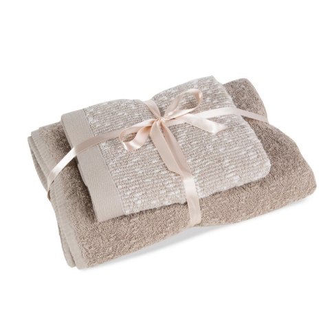 KOMPLET RĘCZNIKÓW 2 37 X 25 X 10 CM JASNOBRĄZOWY EUROFIRANY KOMPLET RĘCZNIKÓW 2 37 X 25 X 10 CM JASNOBRĄZOWY EUROFIRANY
